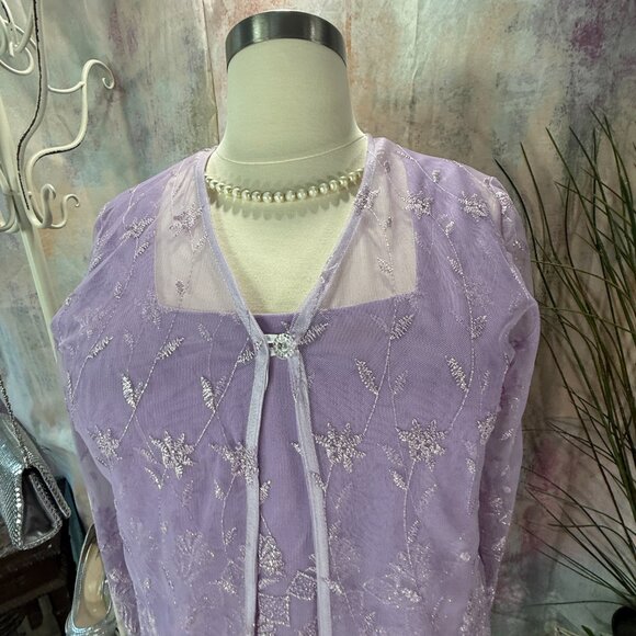 📌Sally Embroidered Lavender Formal - Mother Bride/ Groom Dress Matching Jacket - Picture 5 of 16